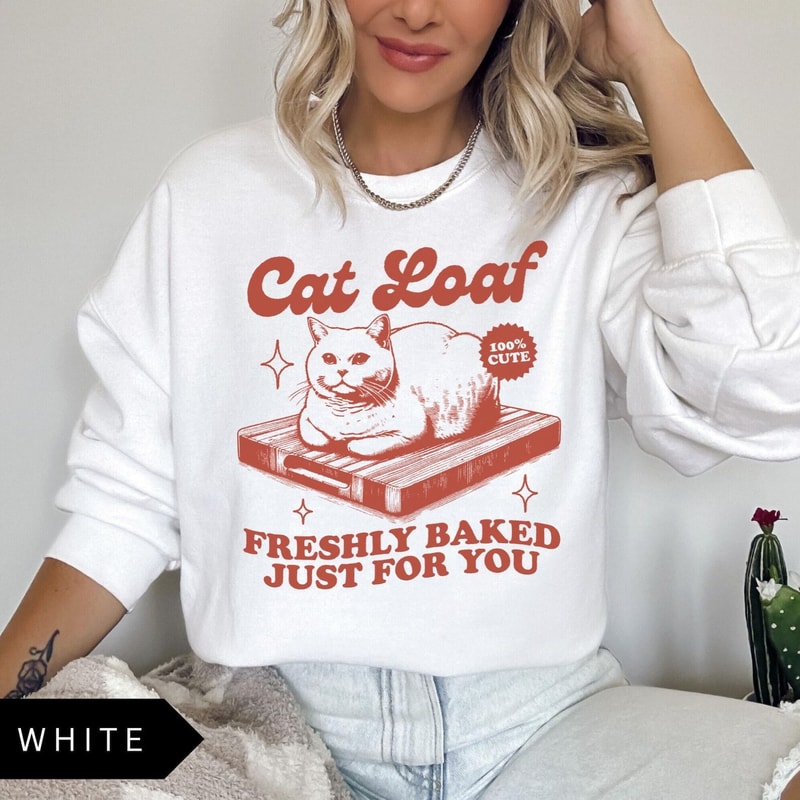 Cat Loaf Sweatshirt Funny Cat Shirt Trendy Vintage Retro Sweatshirts Meme Sweatshirt Cat Lover Grap 2