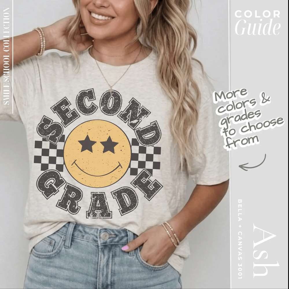 Comfort Colors Retro Second Grade Teacher Shirt 2nd Grade Back To School Team Tee 1