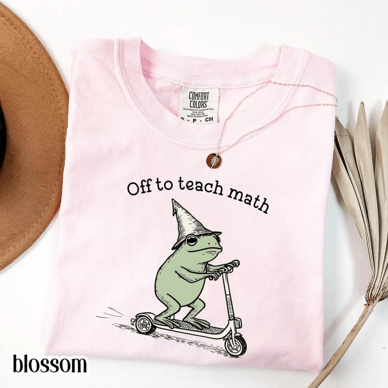 Comfort Colors Off To Teach Math Teacher Shirt Funny Scooter Frog Statistics Tee 2