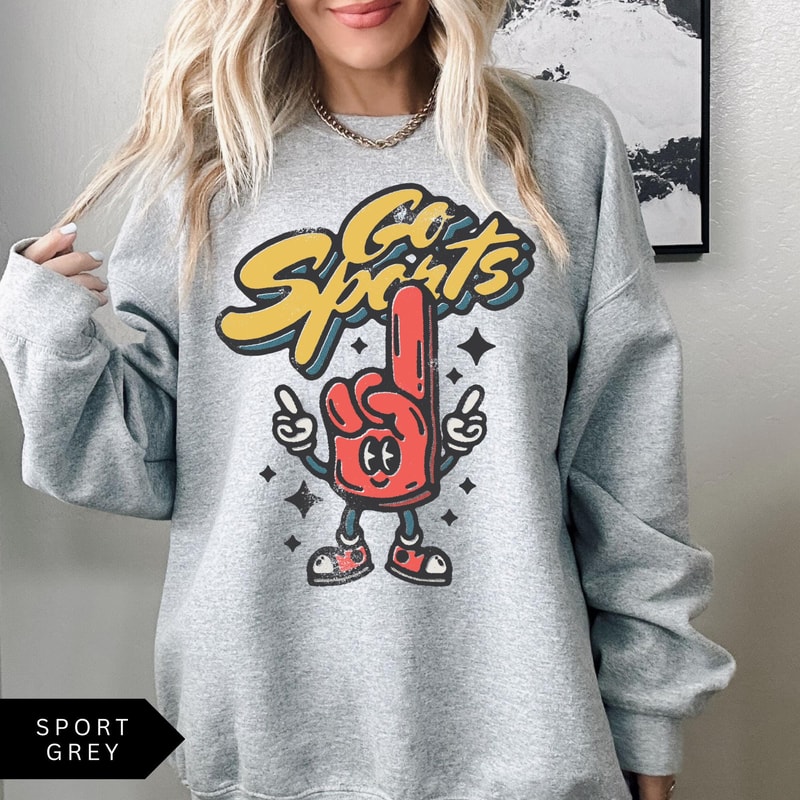 Go Sports Retro Sweatshirt Vintage Distressed Sports Shirt Oversized Baseball Sweatshirt Trendy Gra 1