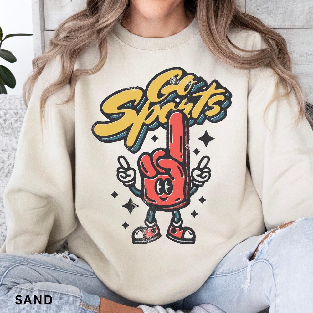Go Sports Retro Sweatshirt Vintage Distressed Sports Shirt Oversized Baseball Sweatshirt Trendy Gra 2