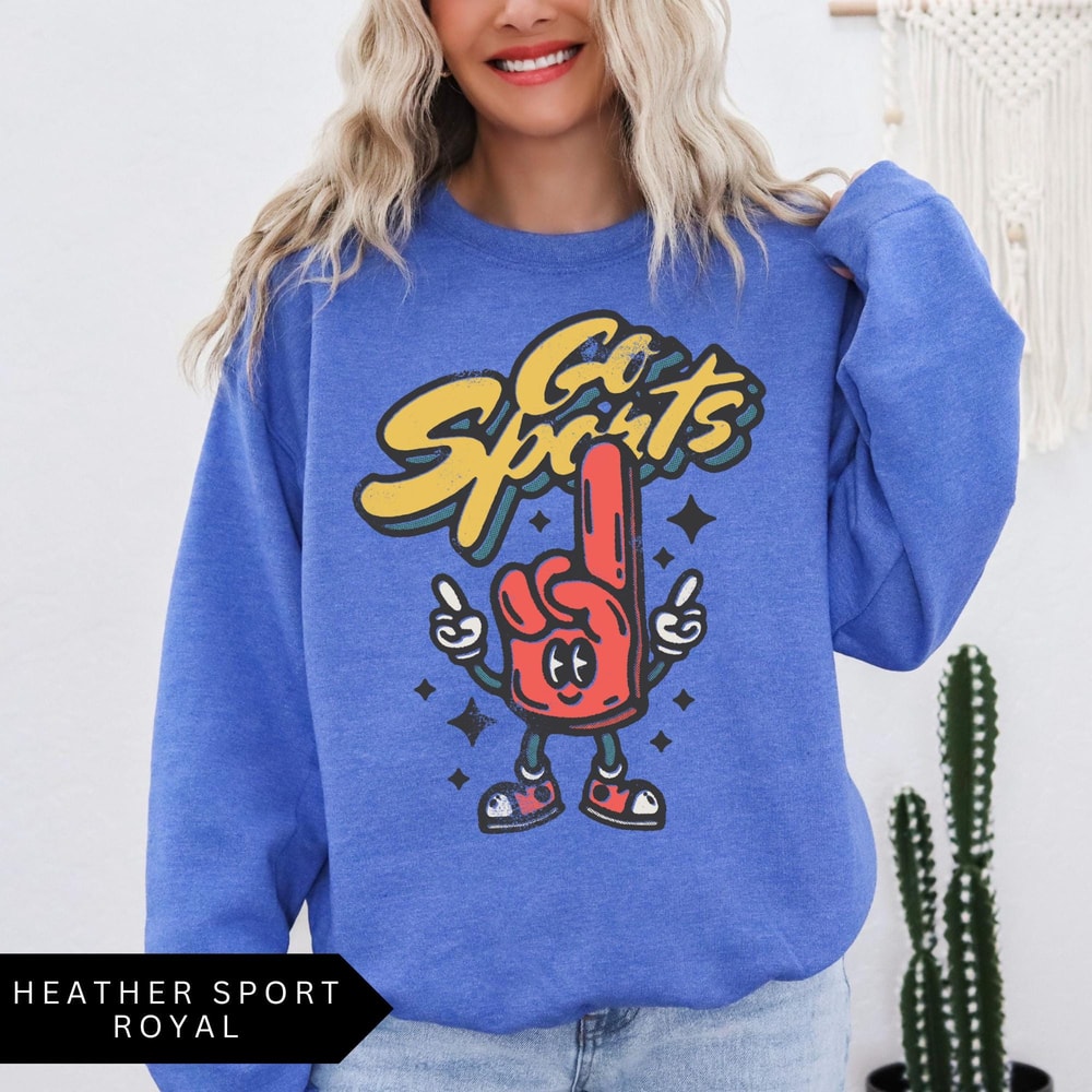 Go Sports Retro Sweatshirt Vintage Distressed Sports Shirt Oversized Baseball Sweatshirt Trendy Gra 3