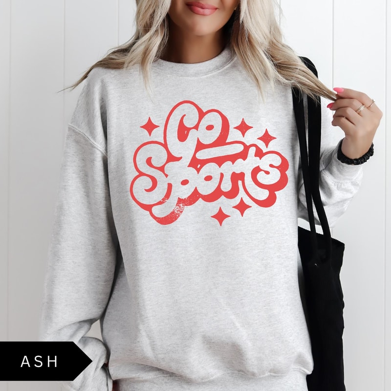 Go Sports Sweatshirt Vintage Distressed Sports Shirt Retro Oversized Football Baseball Basketball S 0