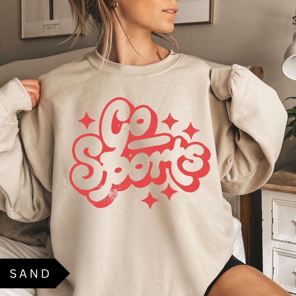 Go Sports Sweatshirt Vintage Distressed Sports Shirt Retro Oversized Football Baseball Basketball S 1