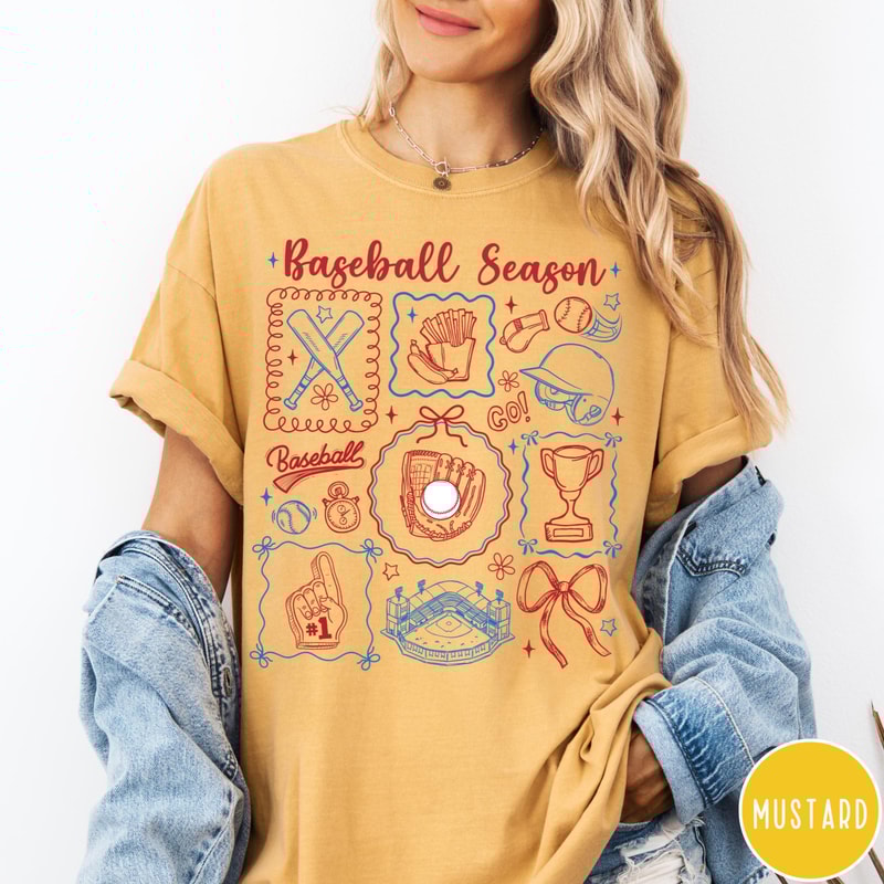 Baseball Season Comfort Colors TShirt Preppy Baseball Shirt Game Day Tee Coquette Baseball Mom Tshi 0