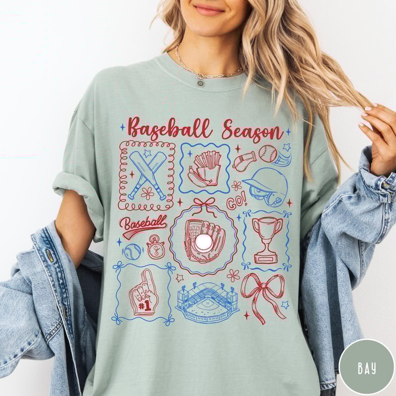 Baseball Season Comfort Colors TShirt Preppy Baseball Shirt Game Day Tee Coquette Baseball Mom Tshi 2