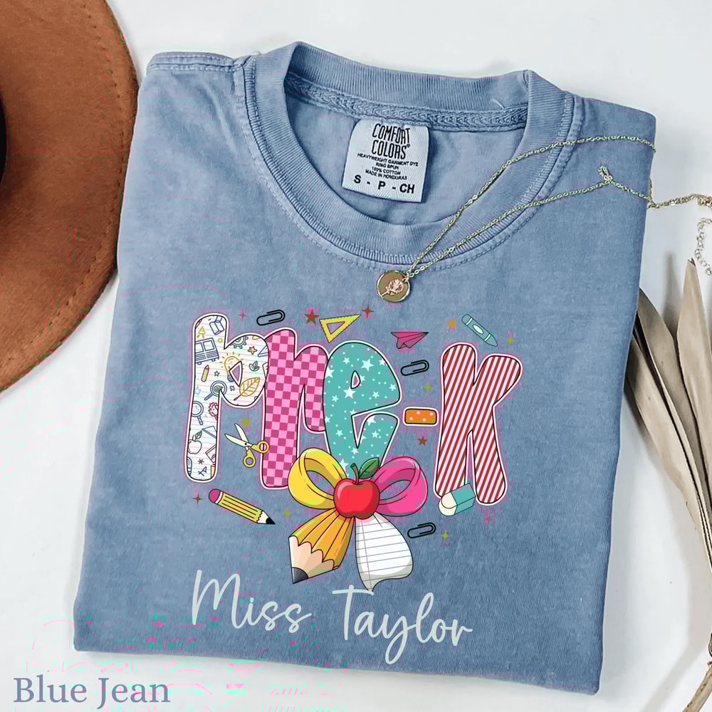 Comfort Colors PreK Teacher Name Shirt Personalized Back To School Teacher Tee 1