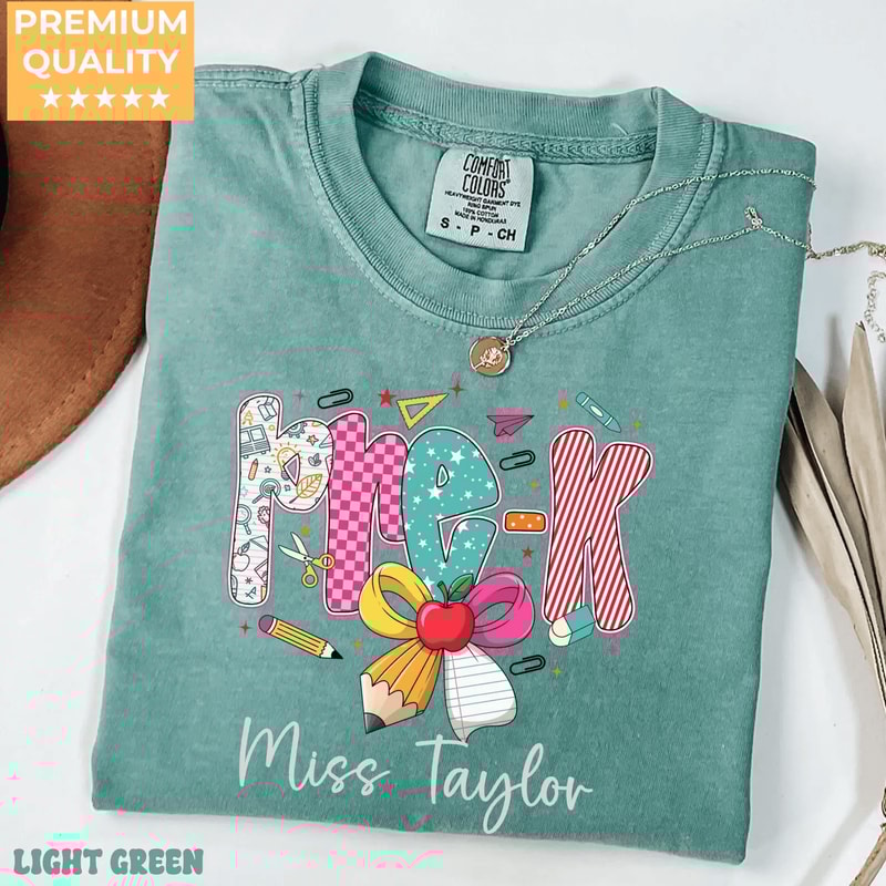Comfort Colors PreK Teacher Name Shirt Personalized Back To School Teacher Tee 2