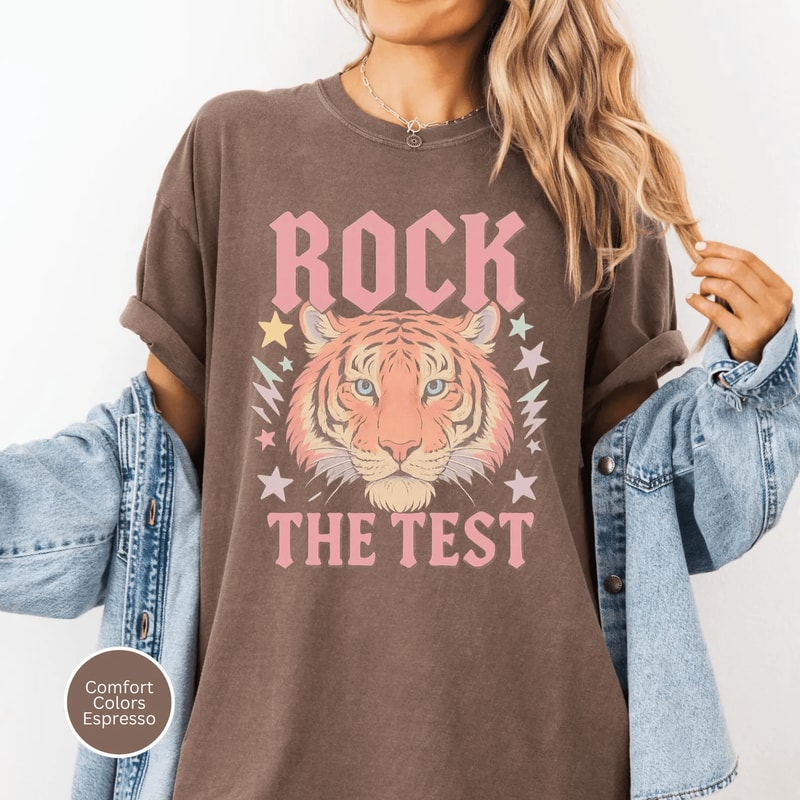 Comfort Colors Rock The Test Teacher Shirt Funny Standardized Test Humor Tee 3