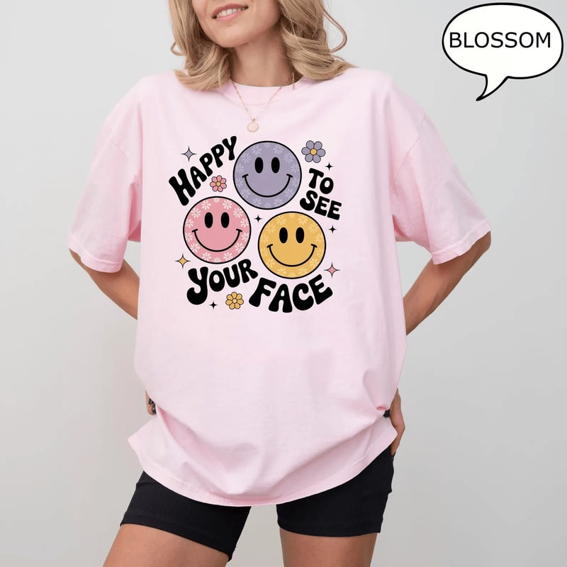 Comfort Colors Happy To See Your Face Teacher Shirt Cute Back To School Teacher Appreciation Tee 4