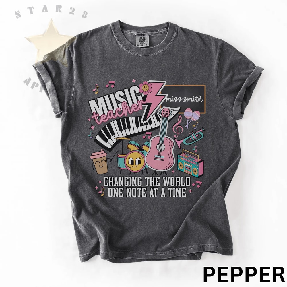 Personalized Music Teacher Shirt Music Teacher Doodle Shirt Comfort Colors Gift For Teachers 0