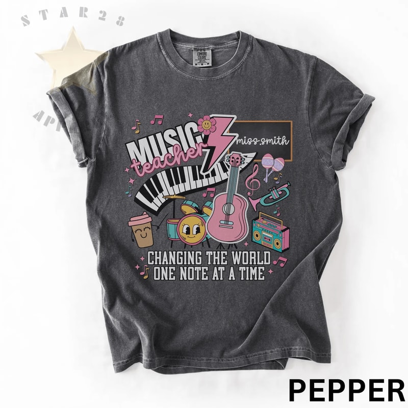 Personalized Music Teacher Shirt Music Teacher Doodle Shirt Comfort Colors Gift For Teachers 0