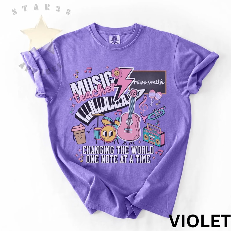 Personalized Music Teacher Shirt Music Teacher Doodle Shirt Comfort Colors Gift For Teachers 3