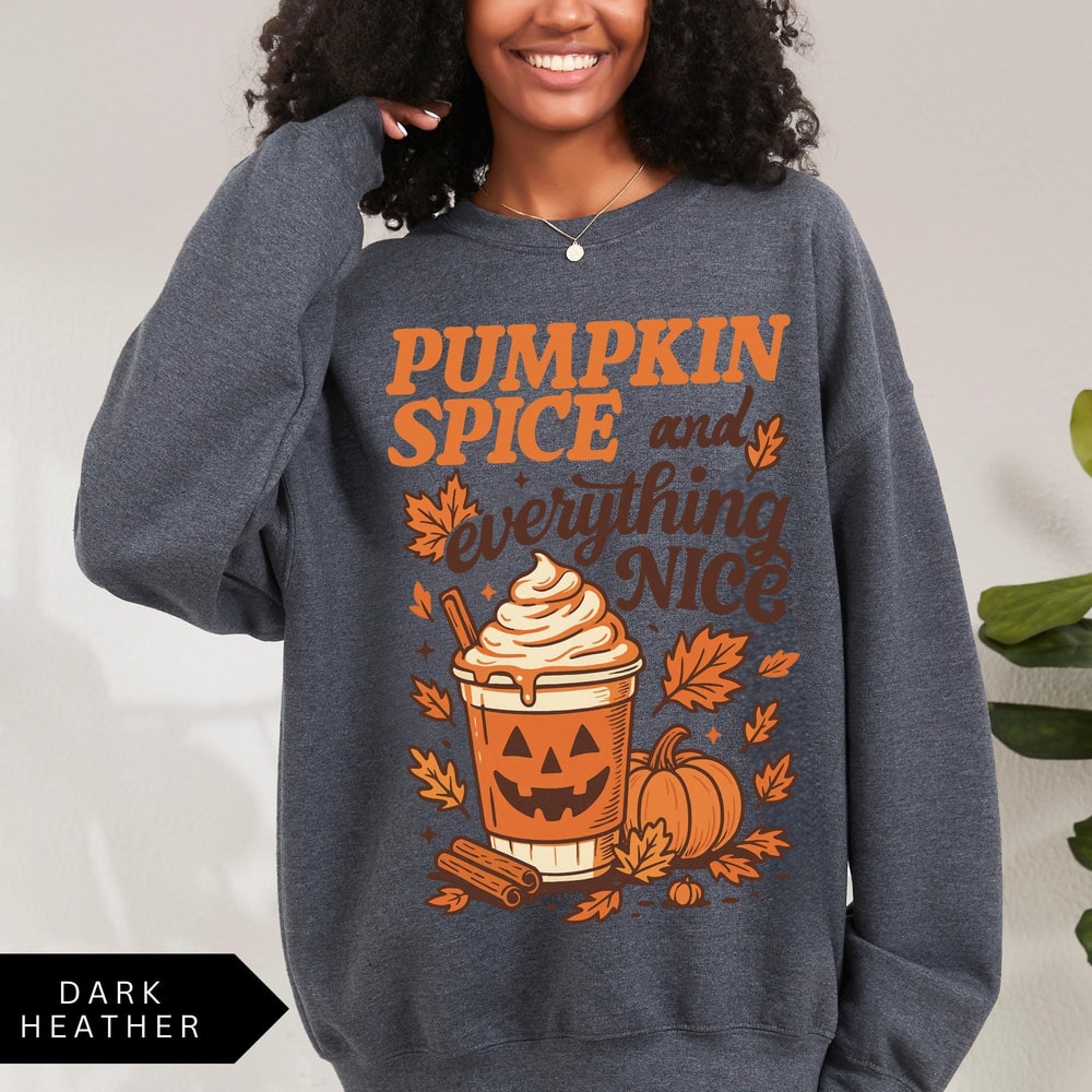 Pumpkin Spice Everything Nice Sweatshirt Retro Halloween Shirt Vintage Halloween Aesthetic Womens 0