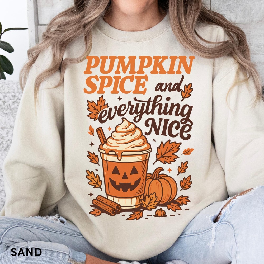 Pumpkin Spice Everything Nice Sweatshirt Retro Halloween Shirt Vintage Halloween Aesthetic Womens 1