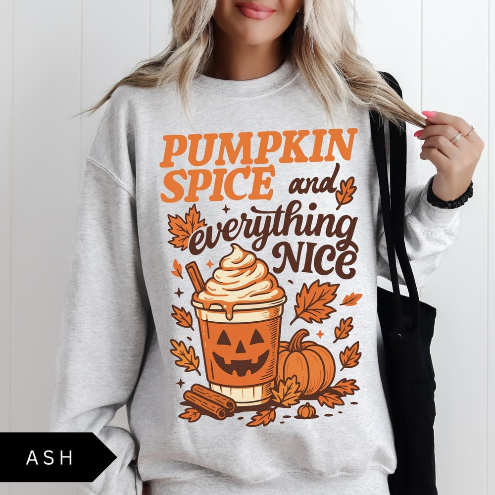 Pumpkin Spice Everything Nice Sweatshirt Retro Halloween Shirt Vintage Halloween Aesthetic Womens 4