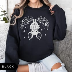 bat sweatshirt, cute upside down bat shirt, floral bat sweatshirt, women's halloween sweatshirt, trendy halloween aesthe