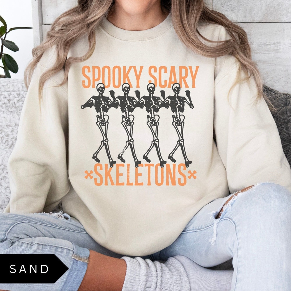 Spooky Scary Skeletons Sweatshirt Retro Halloween Shirt Skeletons Sweatshirt Halloween Aesthetic Vi 1