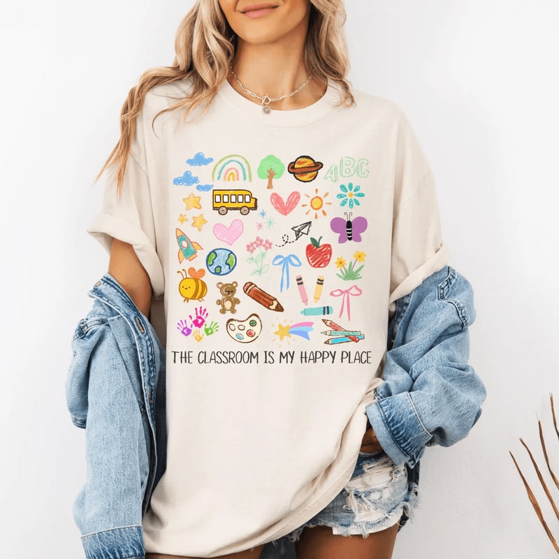 Comfort Colors Retro Teacher Flower Shirt Cute Elementary Teacher Tee 0