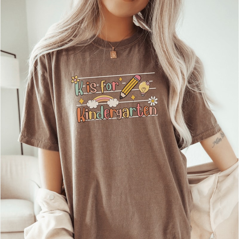 Kindergarten Teacher Shirt Retro Kindergarten Teach Tee Cute Teacher Gift 4