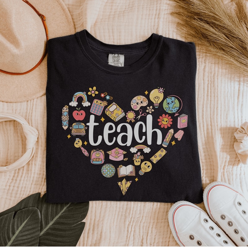 First Day Of School Teacher Shirt Retro Back To School Teach Tee Cute Gift 1