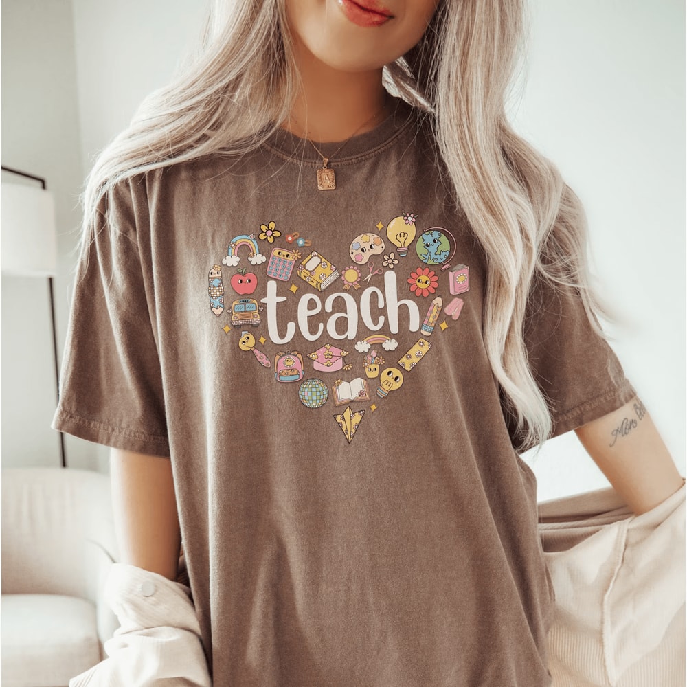 First Day Of School Teacher Shirt Retro Back To School Teach Tee Cute Gift 5