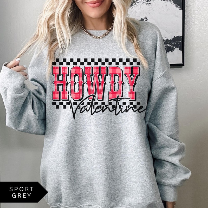Retro Western Valentine Sweatshirt Howdy Valentine Sweatshirt Trendy Western Valentines Day Shirt V 0