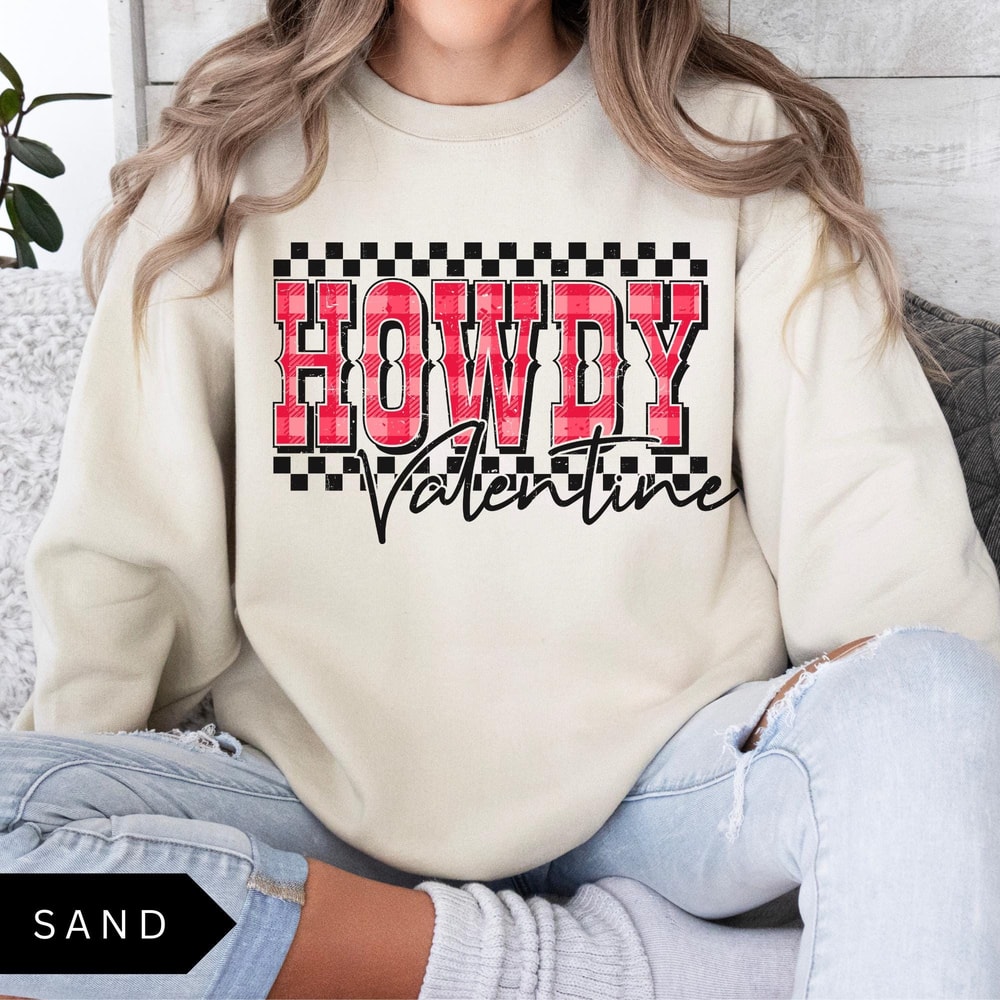 Retro Western Valentine Sweatshirt Howdy Valentine Sweatshirt Trendy Western Valentines Day Shirt V 1