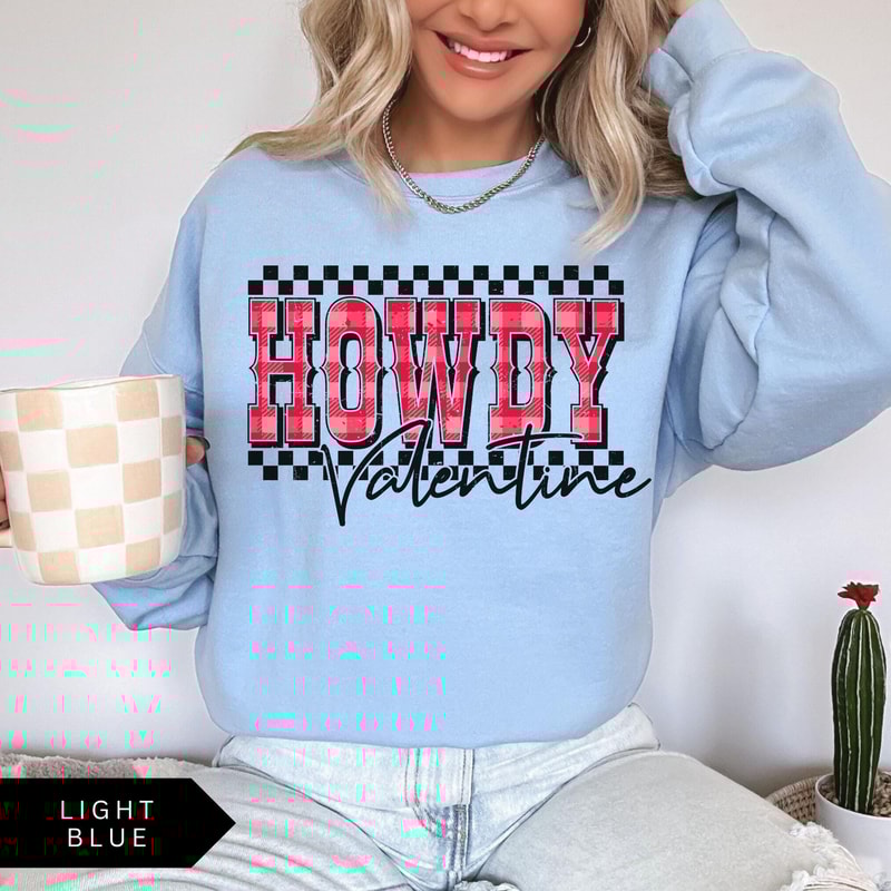 Retro Western Valentine Sweatshirt Howdy Valentine Sweatshirt Trendy Western Valentines Day Shirt V 3