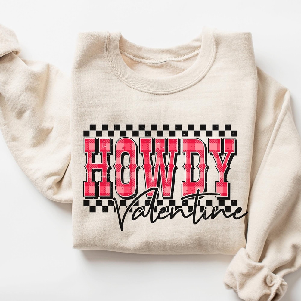 Retro Western Valentine Sweatshirt Howdy Valentine Sweatshirt Trendy Western Valentines Day Shirt V 4