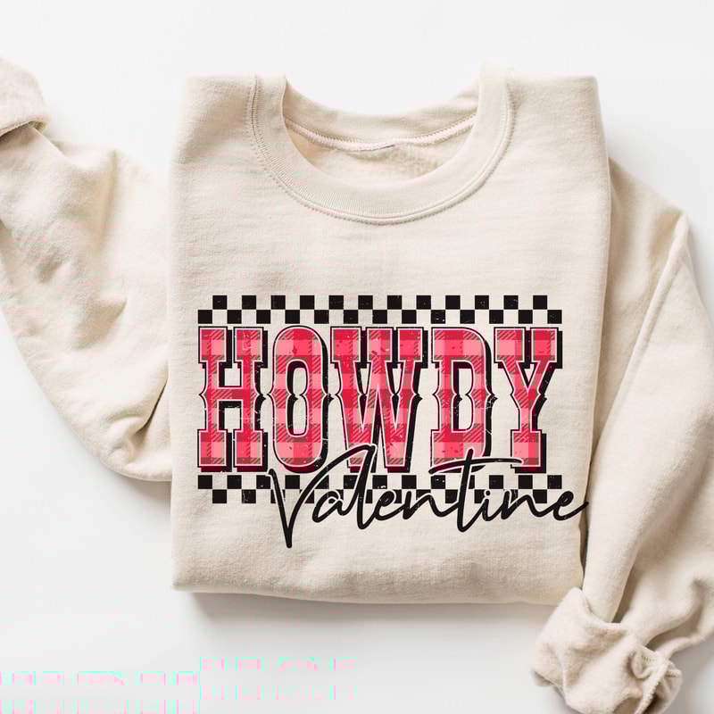 Retro Western Valentine Sweatshirt Howdy Valentine Sweatshirt Trendy Western Valentines Day Shirt V 4