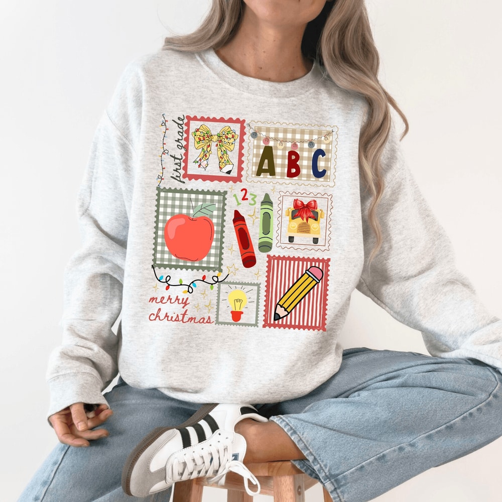 Christmas Teacher Sweatshirt Comfort Colors Teacher Holiday Gift Tee 1