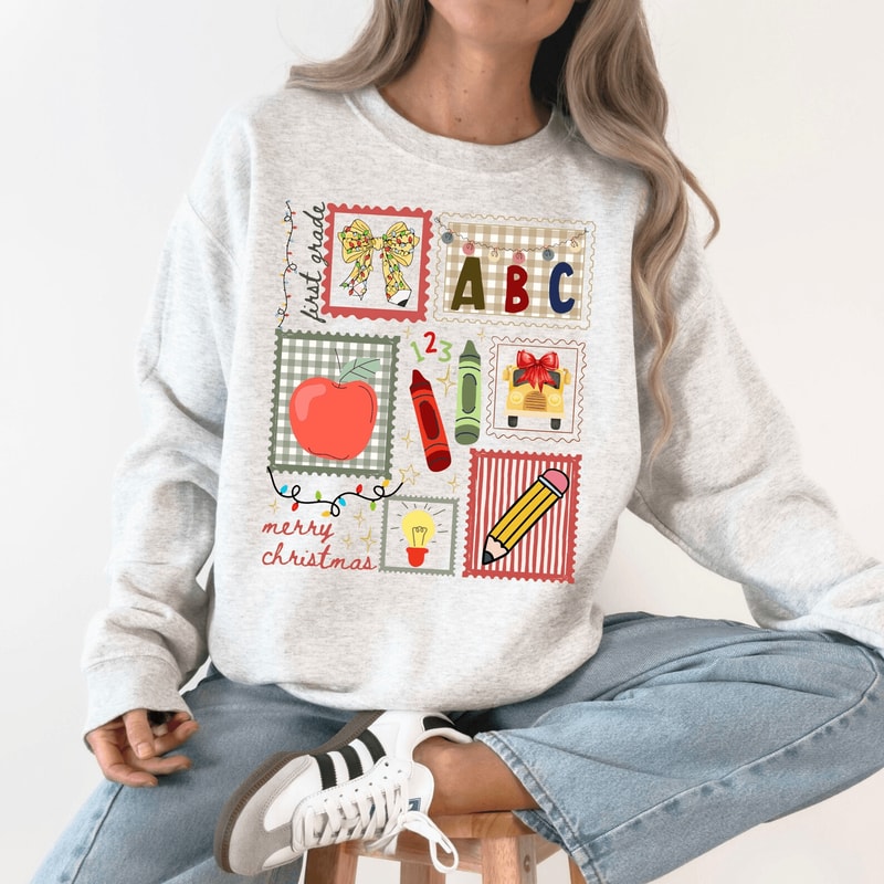 Christmas Teacher Sweatshirt Comfort Colors Teacher Holiday Gift Tee 1