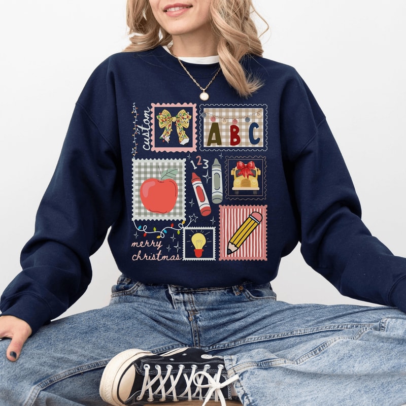 Christmas Teacher Sweatshirt Comfort Colors Teacher Holiday Gift Tee 2