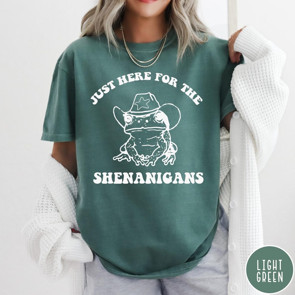 Just Here For The Shenanigans Comfort Colors TShirt Retro St Patricks Day Shirt Vintage Graphic St 0