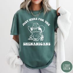 just here for the shenanigans comfort colors t-shirt, retro st. patrick's day shirt, vintage graphic st. patrick's tee