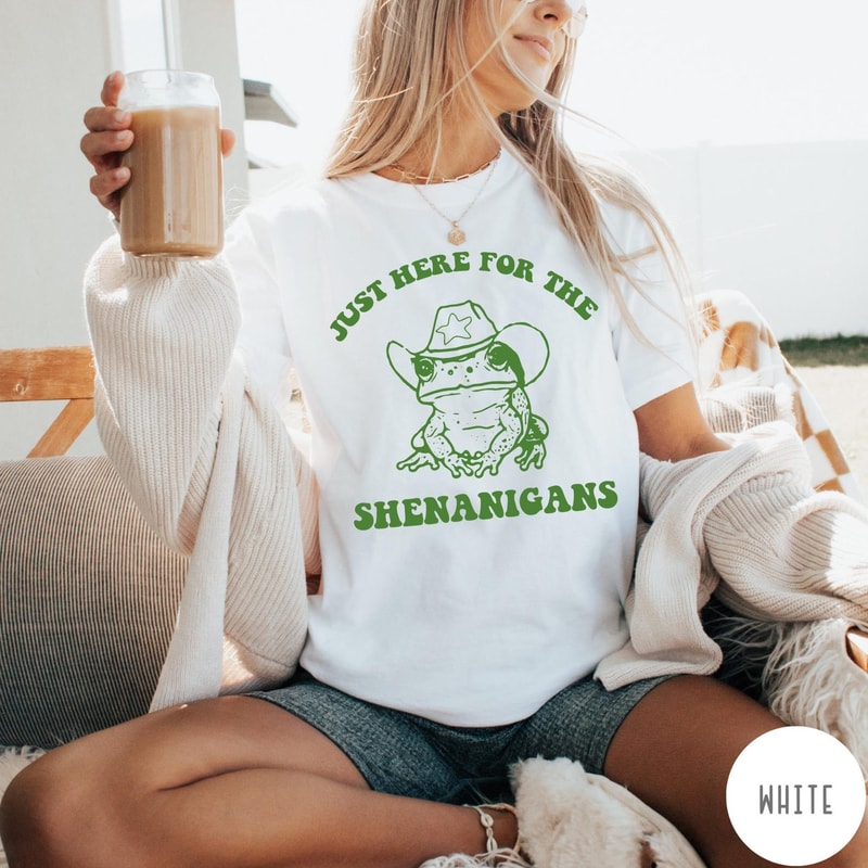 Just Here For The Shenanigans Comfort Colors TShirt Retro St Patricks Day Shirt Vintage Graphic St 1