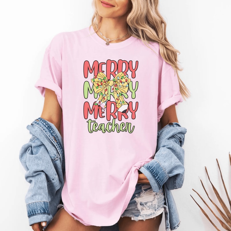 Christmas Teacher Sweatshirt Cute Holiday Teacher Shirt Comfort Colors Gift Tee 3