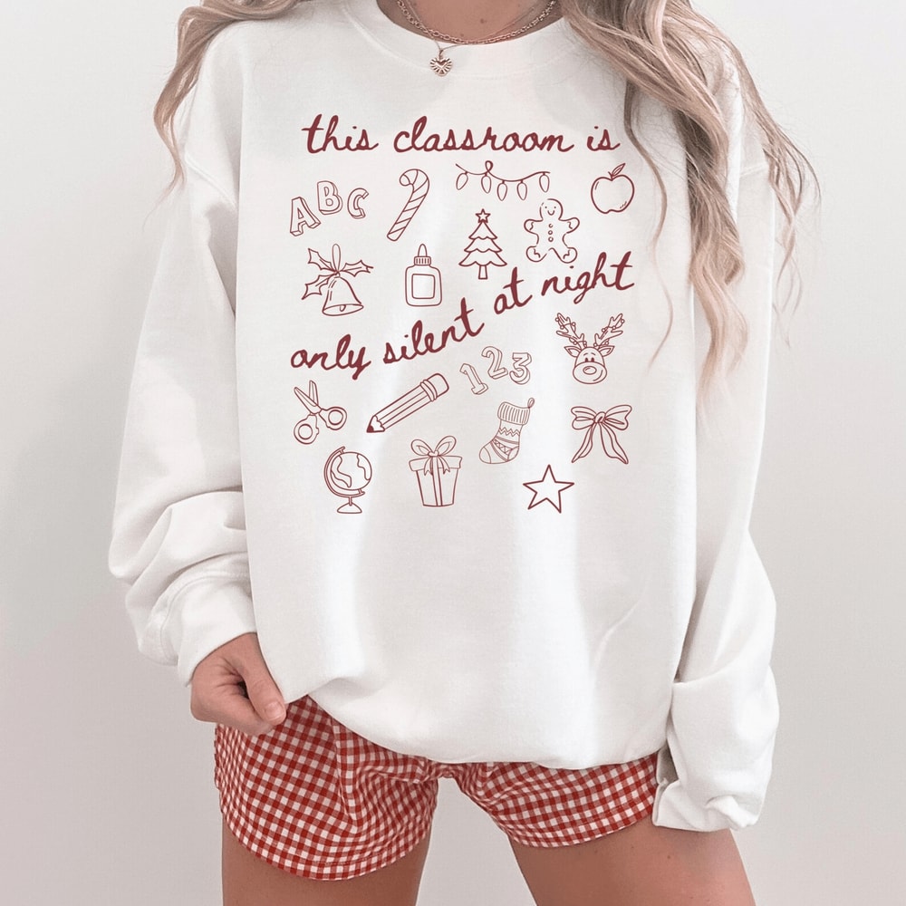 Teacher Christmas Sweatshirt Funny Holiday Teacher Crewneck Gift Tee 2