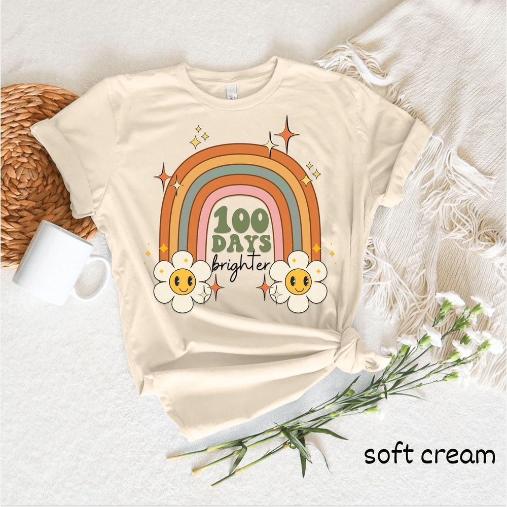 100 Days Of School Teacher Shirt Retro 100th Day Teach Tee Cute Gift 0