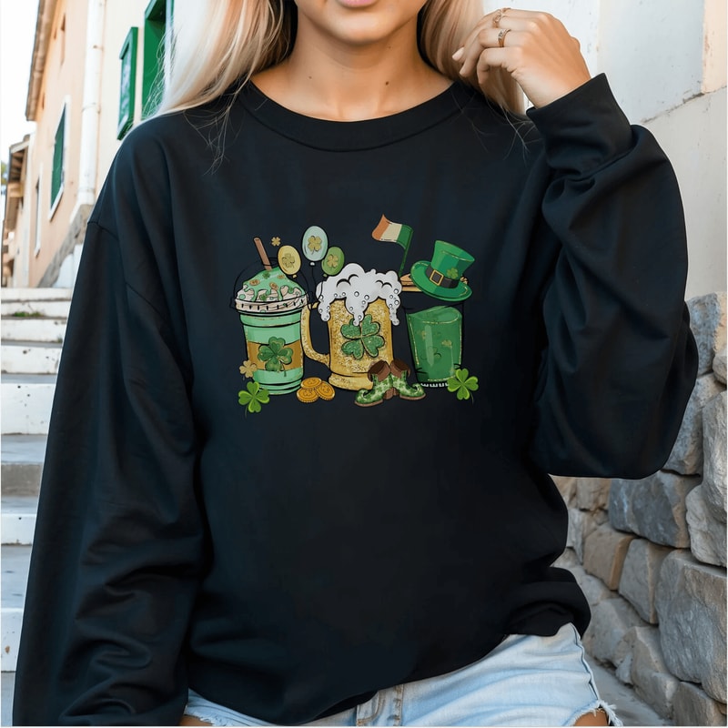 Cute Lucky Sweatshirt Happy Shamrock St Patricks Day Teacher Crewneck 3