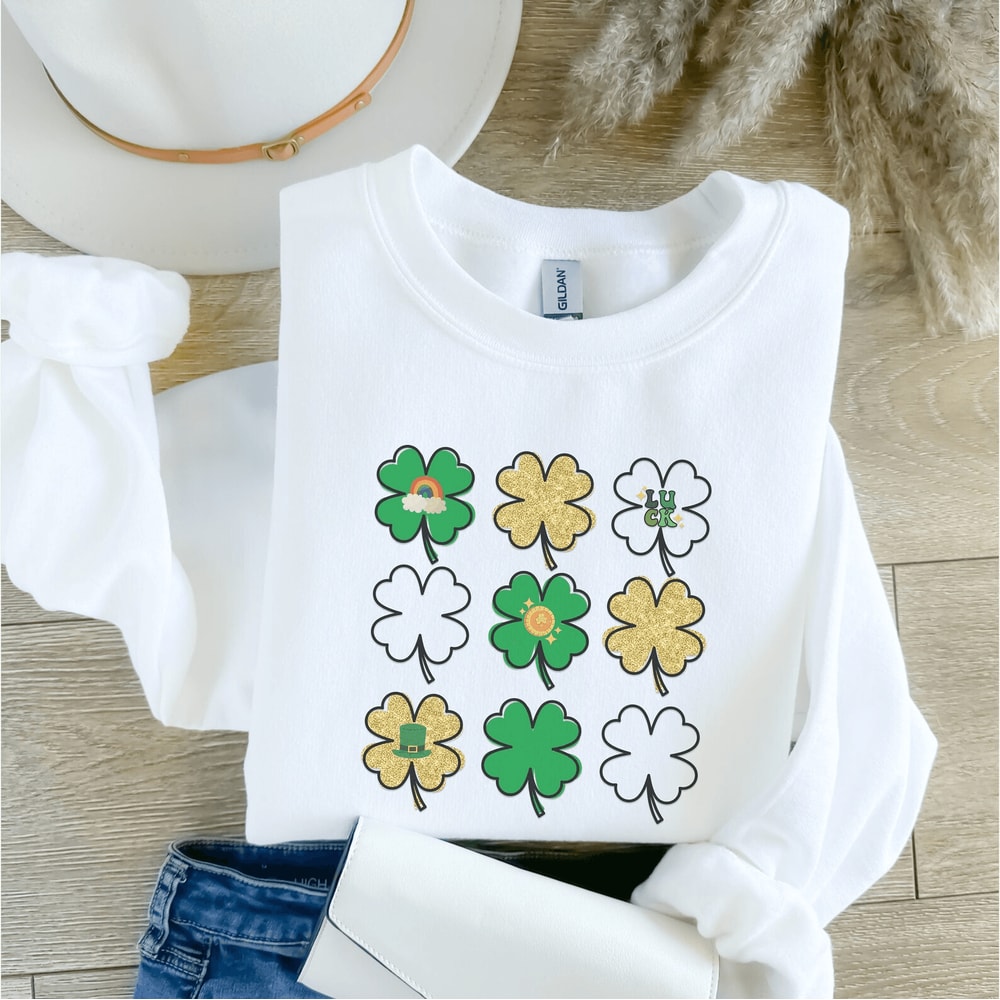 Cute Lucky Sweatshirt St Patricks Day Shamrock Irish Crewneck Teacher Gift Tee 3