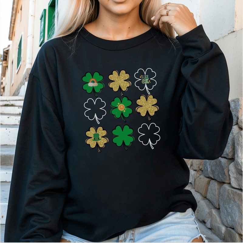 Cute Lucky Sweatshirt St Patricks Day Shamrock Irish Crewneck Teacher Gift Tee 4