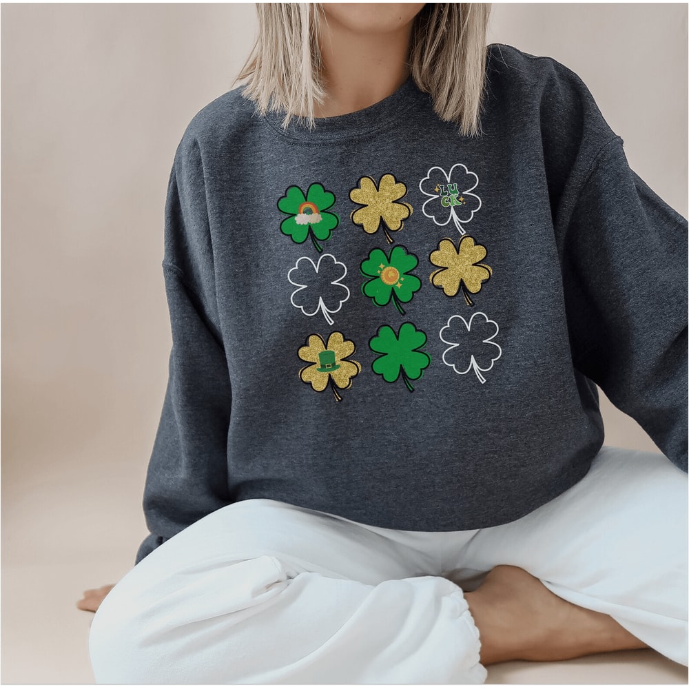 Cute Lucky Sweatshirt St Patricks Day Shamrock Irish Crewneck Teacher Gift Tee 5