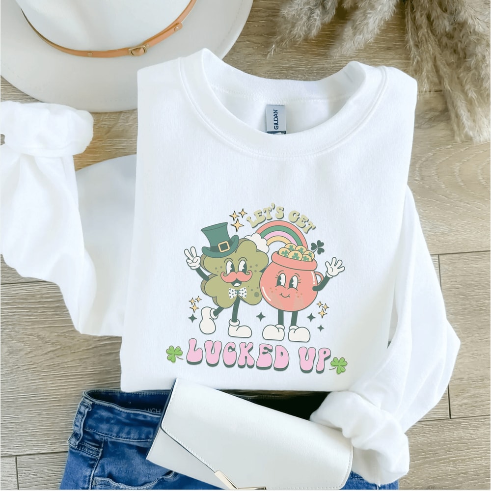 Retro St Patricks Day Shirt Funny Lucky Shamrock Vintage Irish Tee Gift 0