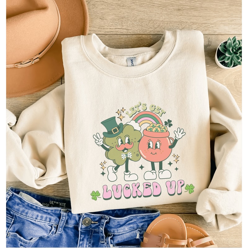 Retro St Patricks Day Shirt Funny Lucky Shamrock Vintage Irish Tee Gift 1