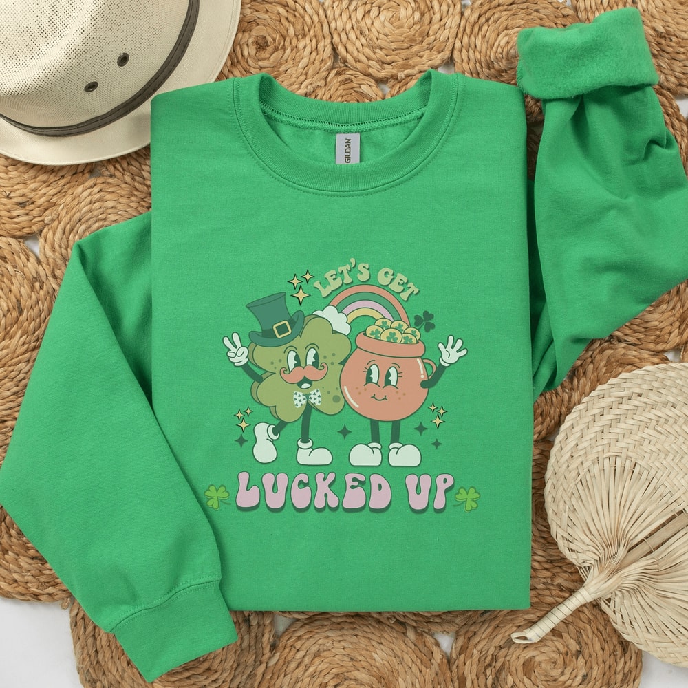 Retro St Patricks Day Shirt Funny Lucky Shamrock Vintage Irish Tee Gift 2