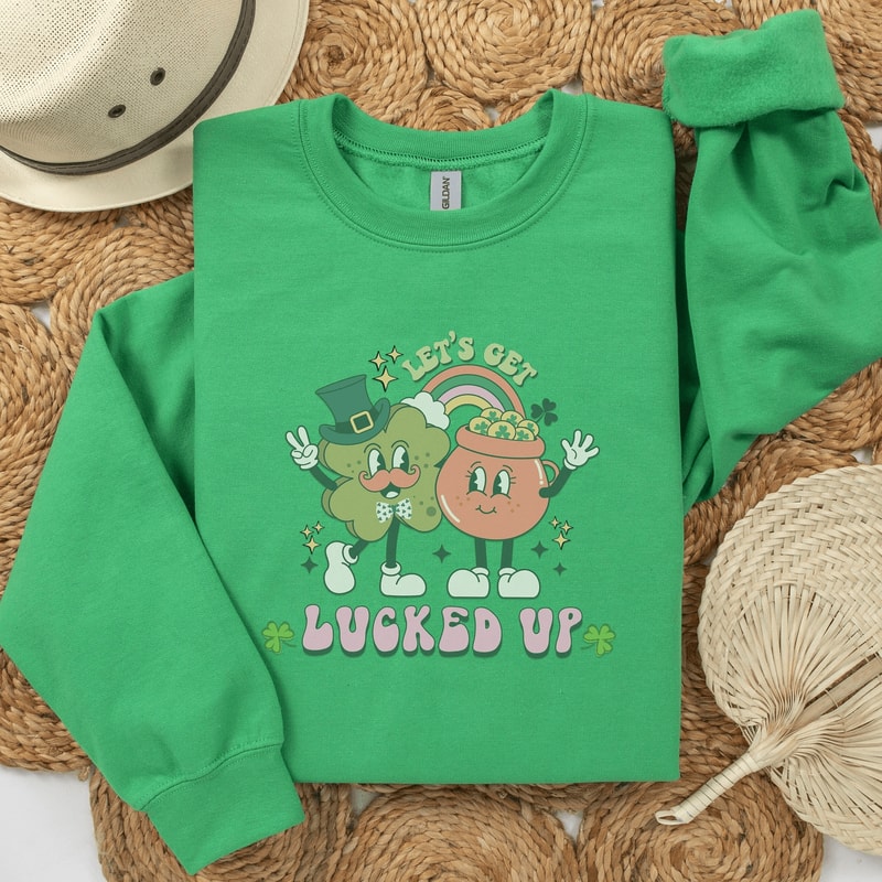 Retro St Patricks Day Shirt Funny Lucky Shamrock Vintage Irish Tee Gift 2