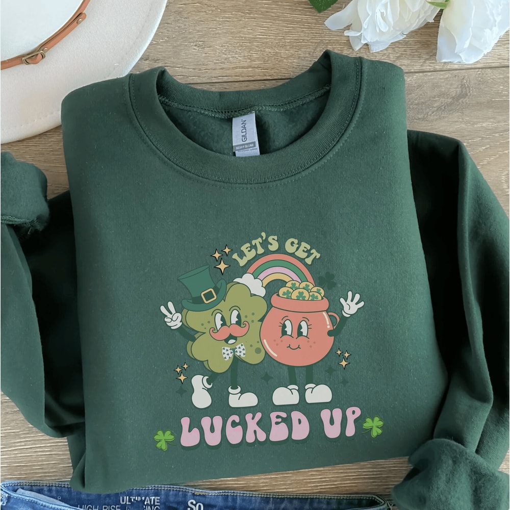 Retro St Patricks Day Shirt Funny Lucky Shamrock Vintage Irish Tee Gift 3