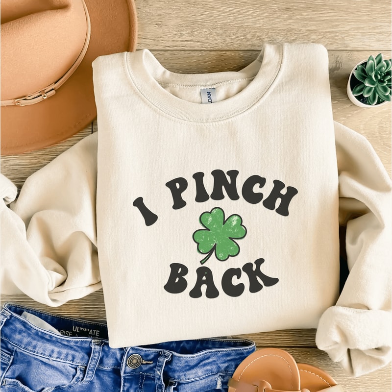 Funny St Patricks Day Sweatshirt Cute Lucky Shamrock Irish Crewneck Tee 0